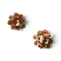 FuzzBeez vintage mid-century cluster clip-on earrings featuring iridescent mother of pearl shell and glass beads