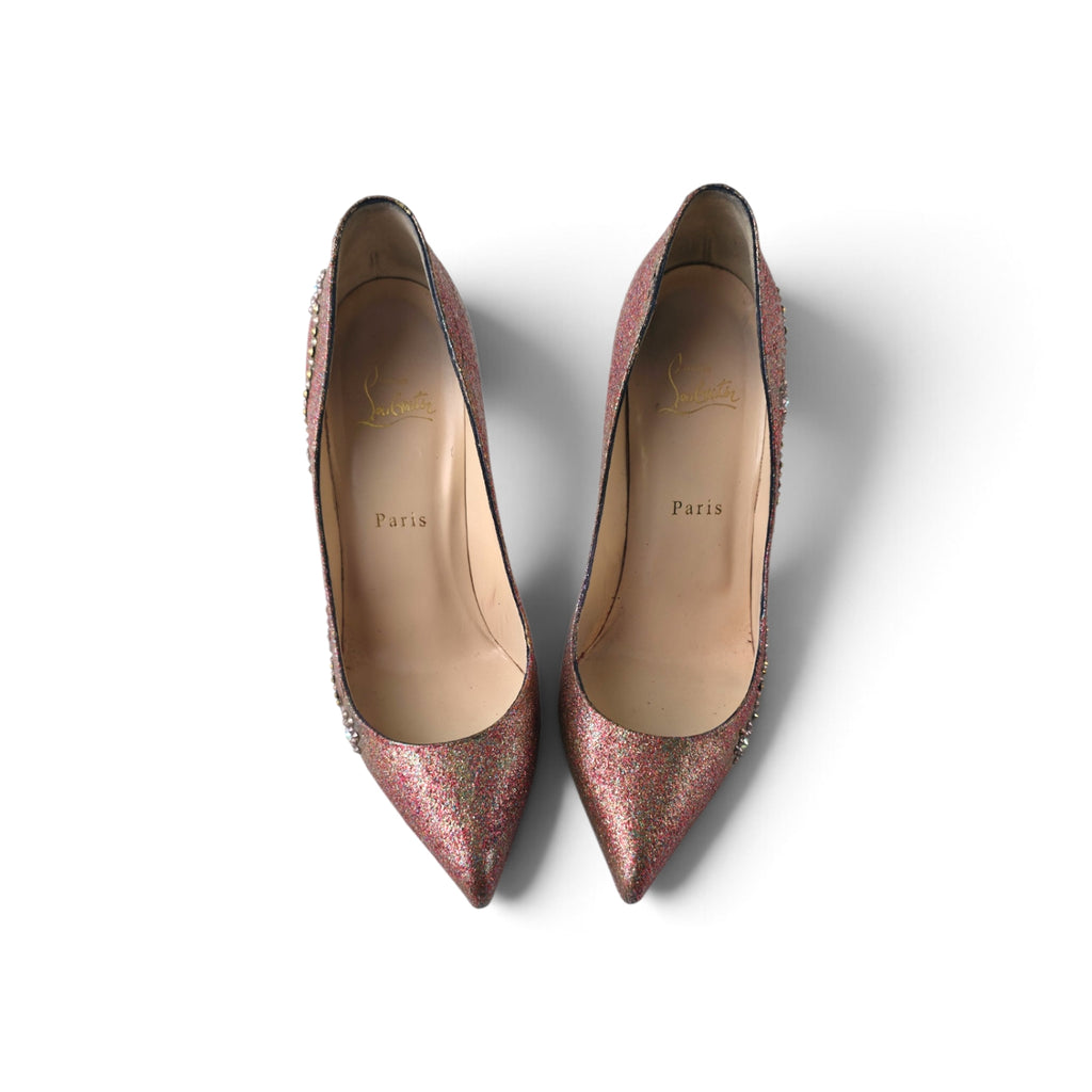 Christian Louboutin Glitter Crystal Embellished Pointed Pumps