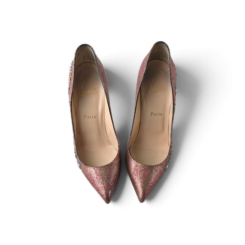 Christian Louboutin Glitter Crystal Embellished Pointed Pumps