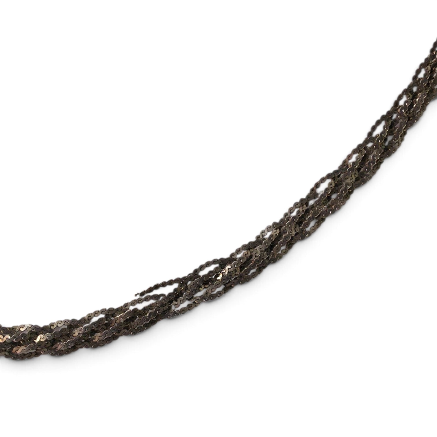 Vintage Italian Sterling Silver 925 14" Braided Multi Strand Liquid Cobra Choker