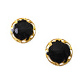 Vintage LIA Signed Gold-Tone Glossy Black Enamel Round Clip-On Earrings – Runway Style