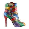 Vibrant Hand-Painted Tartan Plaid Ankle Boots