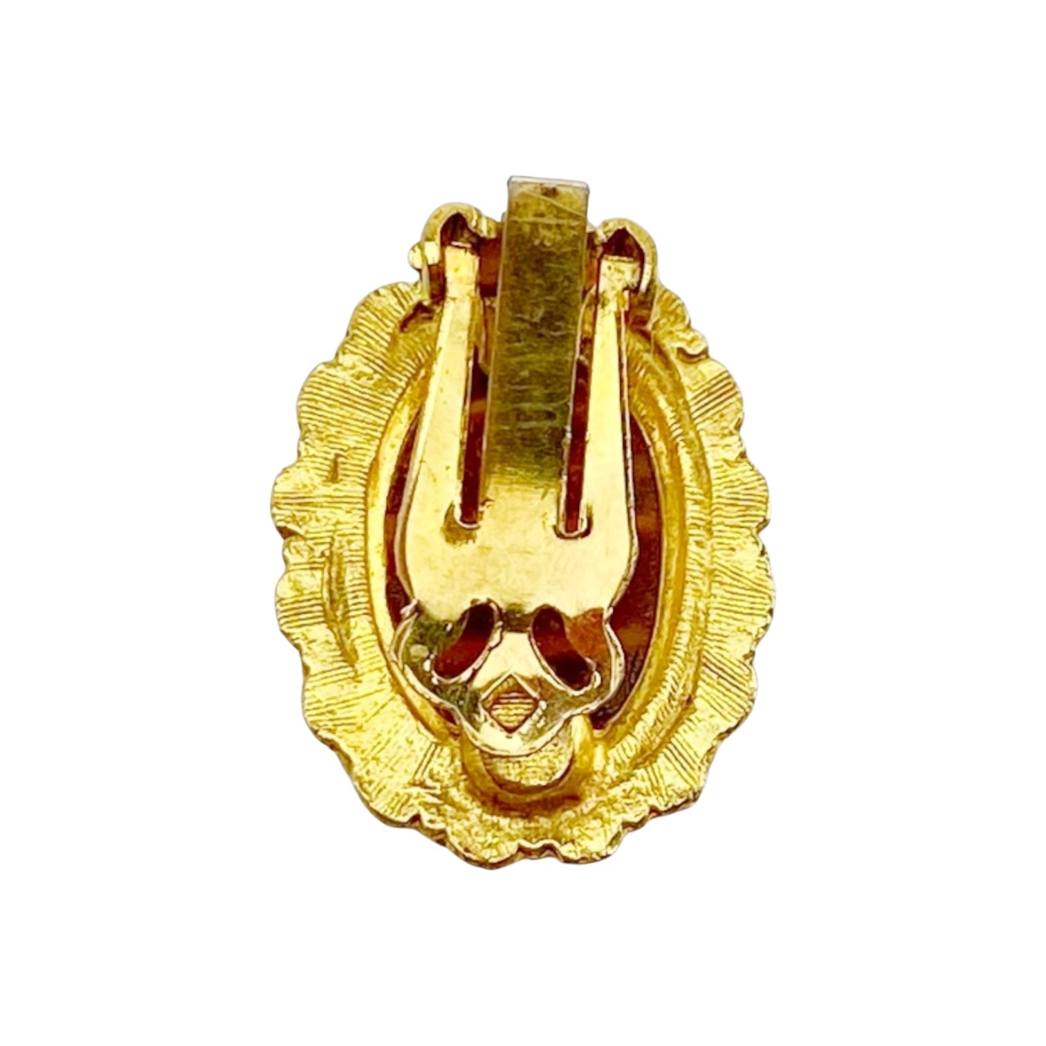 Vintage Gold-Tone Faux Tiger’s Eye Cabochon Oval Clip-On Earrings