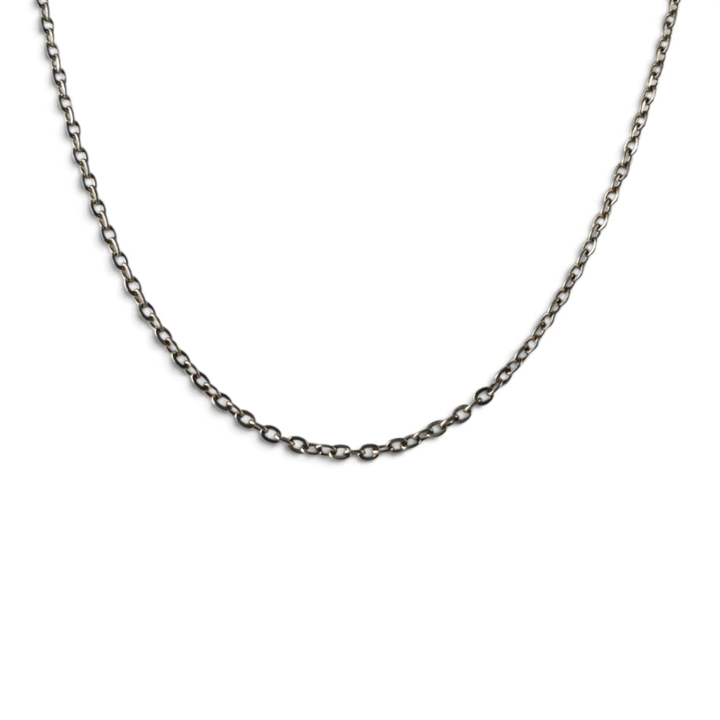 Vintage Silver Tone Cable Link Chain Necklace – 24" Long Layering / Statement Chain