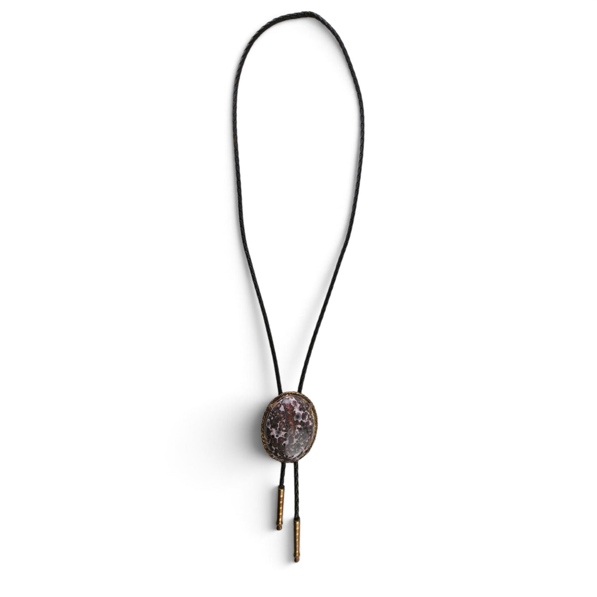 Vintage Leopard Skin Jasper Stone Bolo Tie 19"