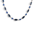 Rare Vintage West Germany 24" Blue Glass Cabochon & Molded Bead Station Necklace
