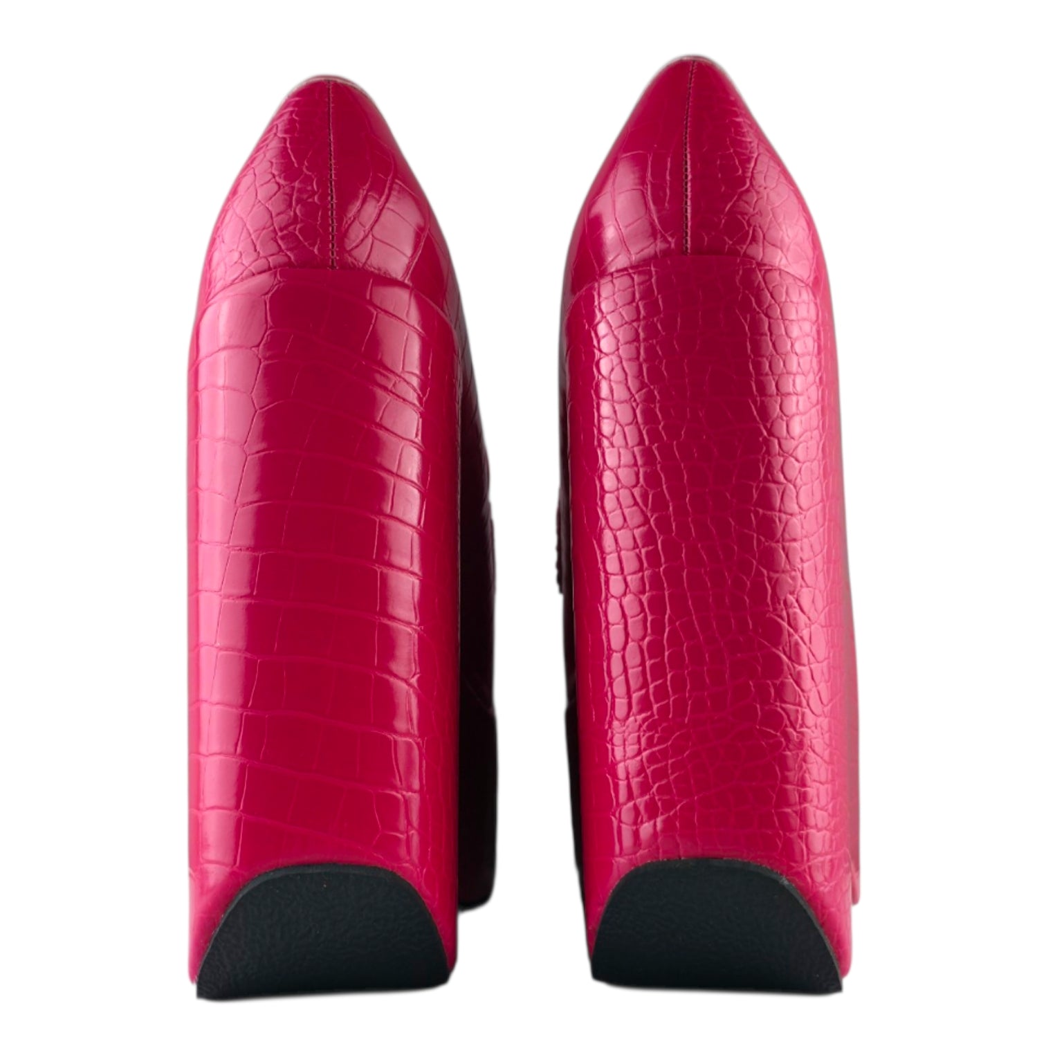 EGO Hot Pink Croc Platform Wedge Loafers