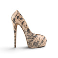 GIUSEPPE ZANOTTI Snake Lizard Print Platform Peep Toe Stiletto Heels