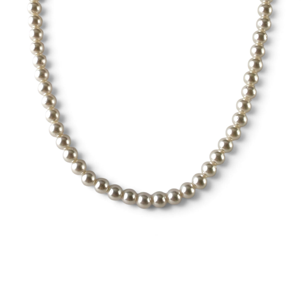 Vintage Classic Faux Pearl Strand Necklace 18" Cream Pearl Strand