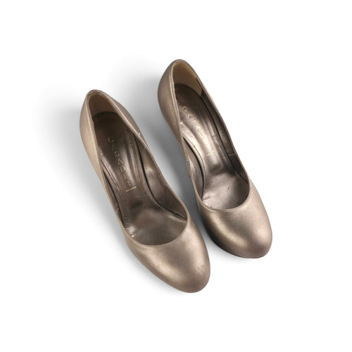 CASADEI Metallic Gold Leather Platform Pumps - Made in Italy