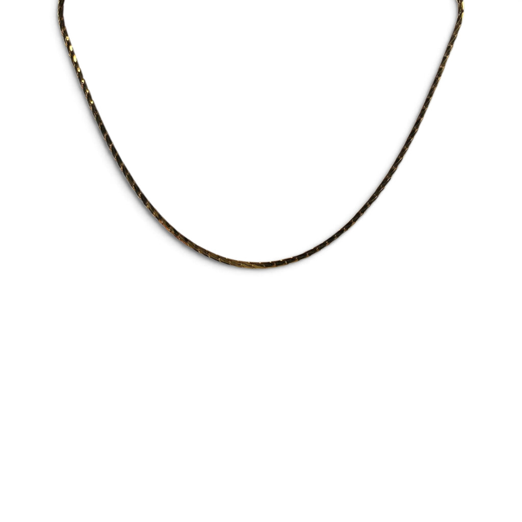 Vintage 14K KGP Gold Plated Herringbone Cobra Chain Necklace 16" Korea Stamped