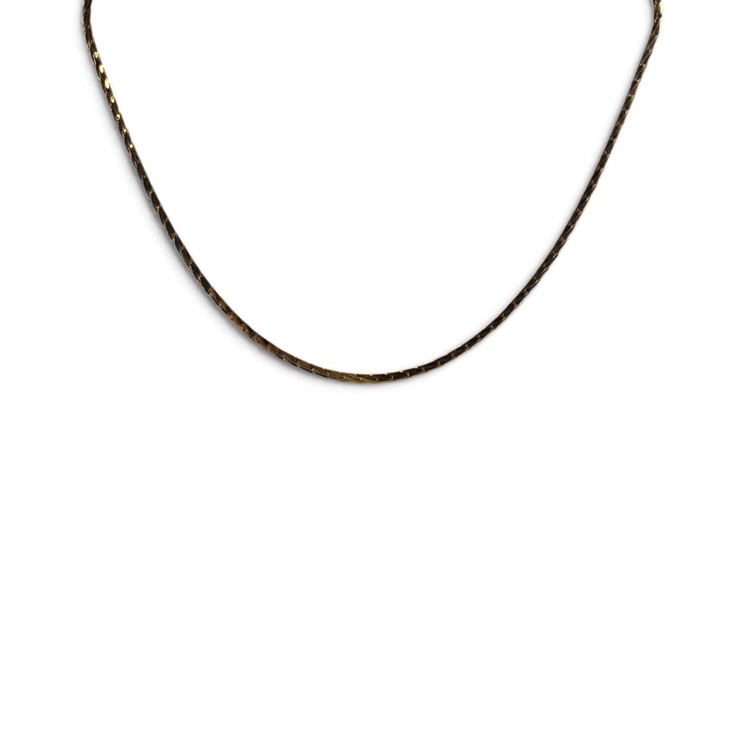 Vintage 14K KGP Gold Plated Herringbone Cobra Chain Necklace 16" Korea Stamped