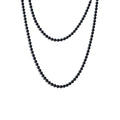 Vintage Black Glass Bead Strand Necklace 29" Jet Black Opera Length Flapper Style