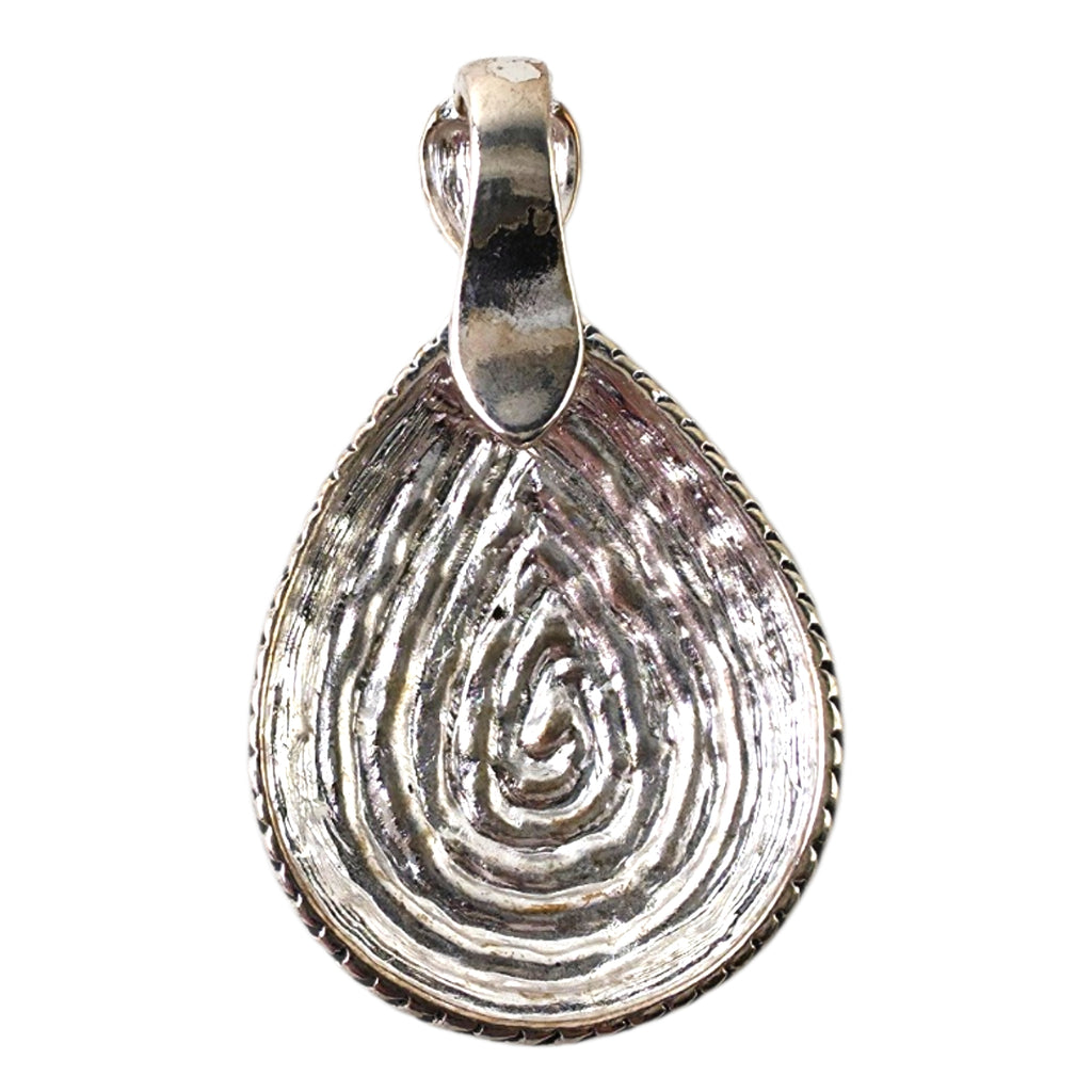 Vintage Silver-Tone Rope Twist Teardrop Pendant – Rhinestone Accented Enhancer
