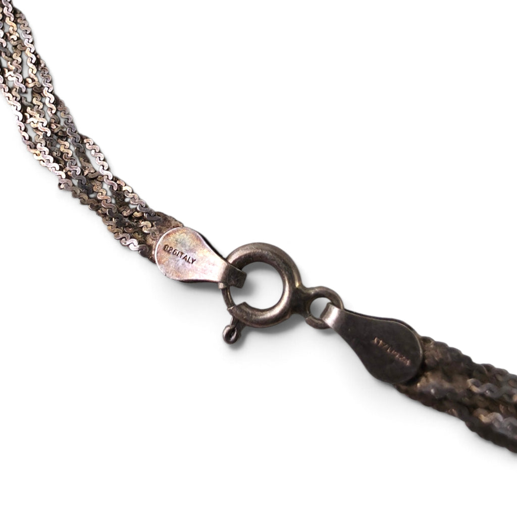 Vintage Italian Sterling Silver 925 14" Braided Multi Strand Liquid Cobra Choker
