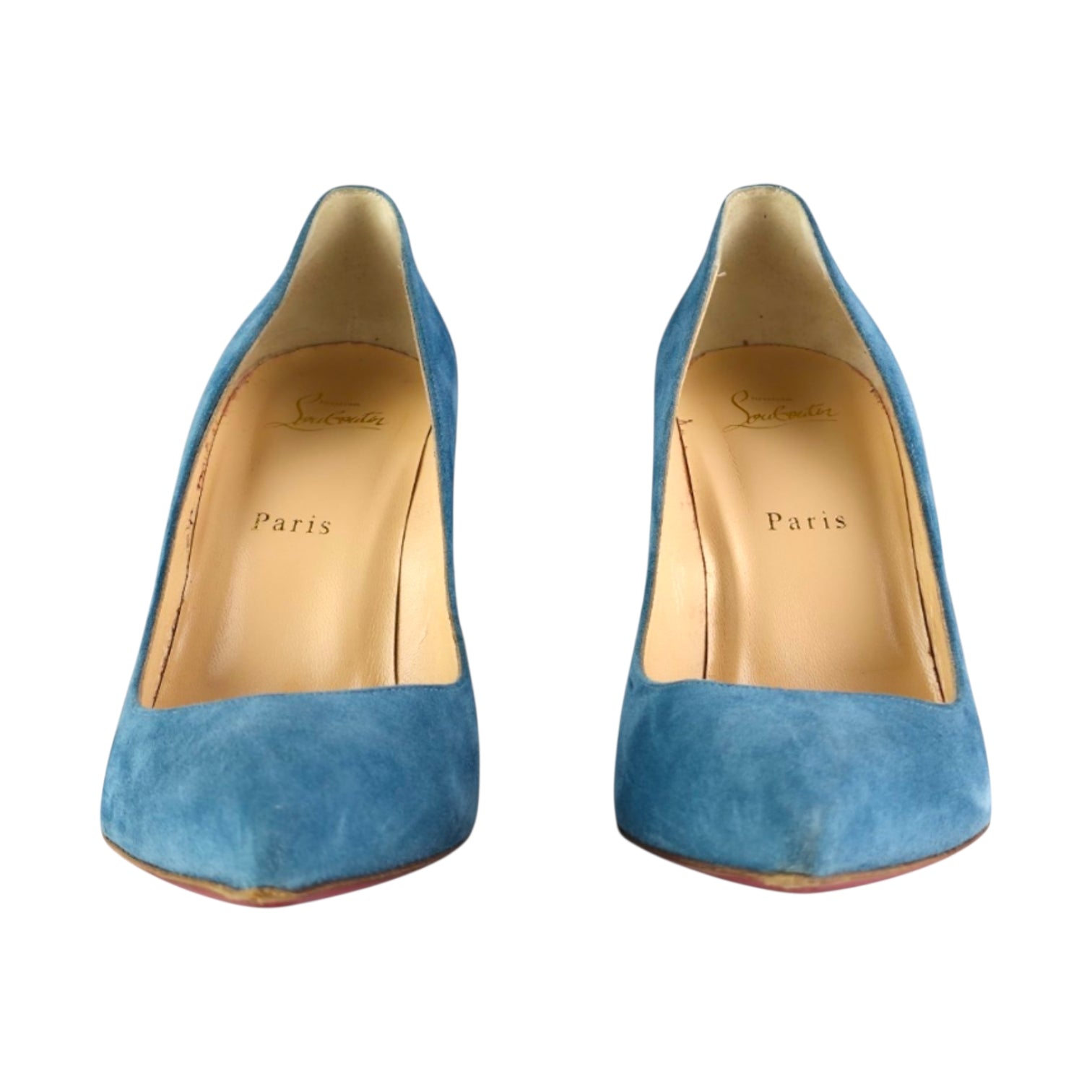 Christian Louboutin Pigalle Follies 100 Suede Celeste Pumps
