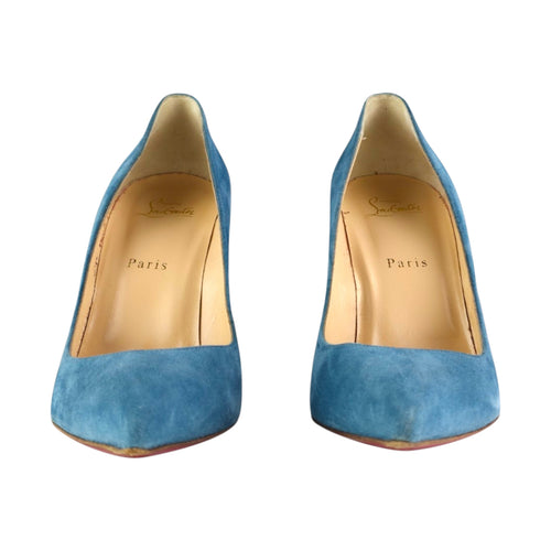 Christian Louboutin Pigalle Follies 100 Suede Celeste Pumps