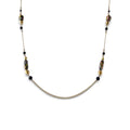 Vintage Murano Style Millefiori Venetian Glass Bead Station Necklace 18" Gold Tone