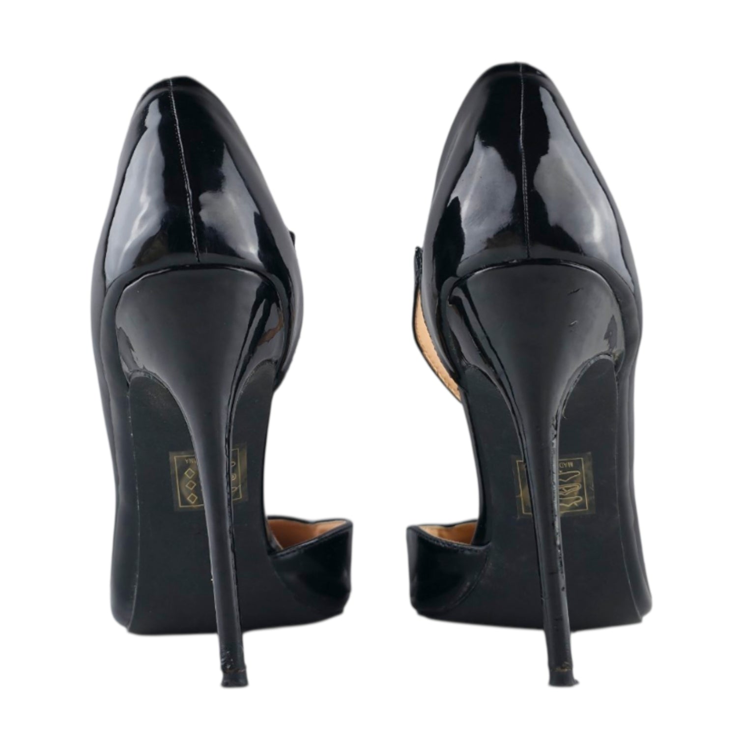 FASHION NOVA Black Patent Asymmetrical Strap Pumps
