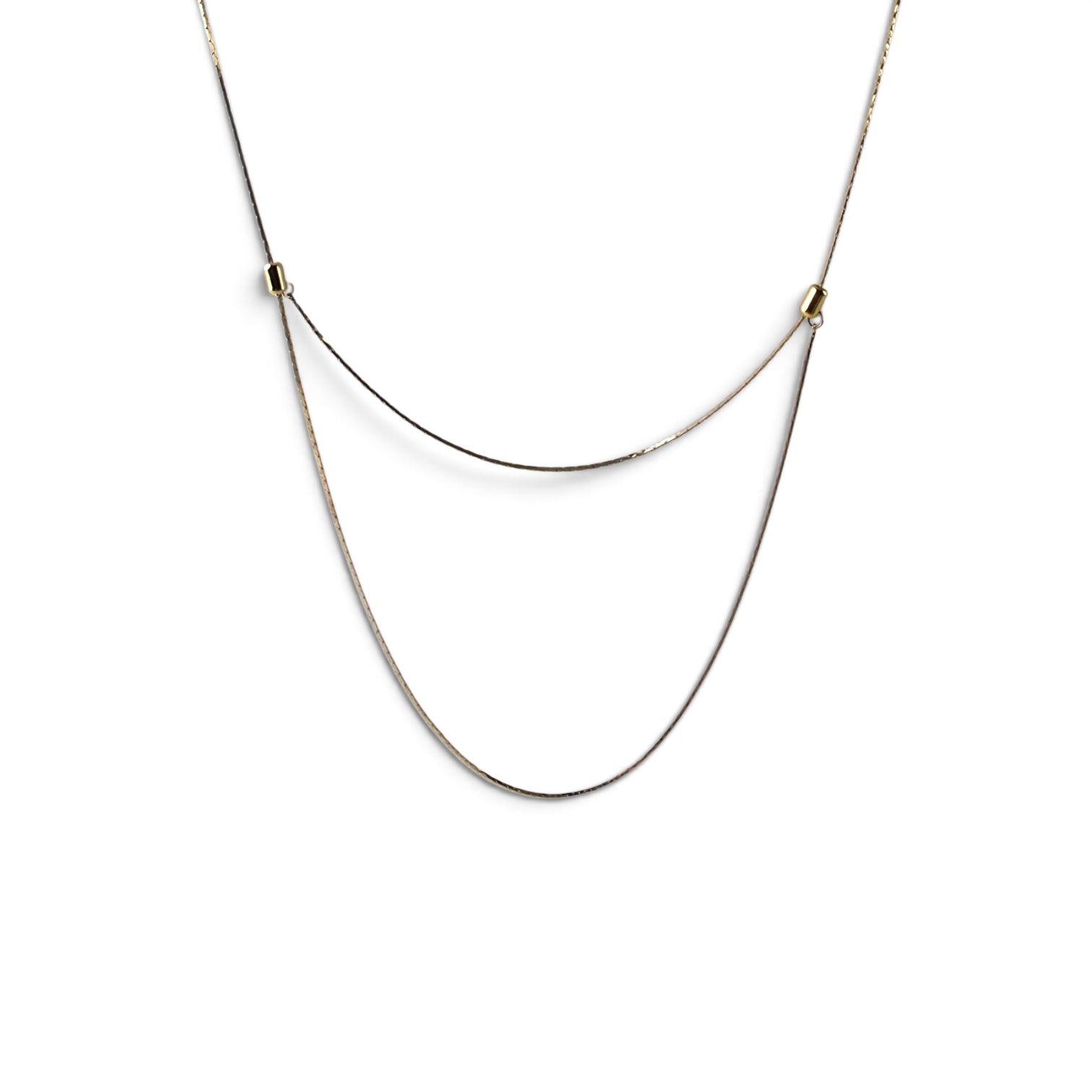 Vintage Layered Gold Tone Snake Chain Necklace 11" Barrel Beads Choker