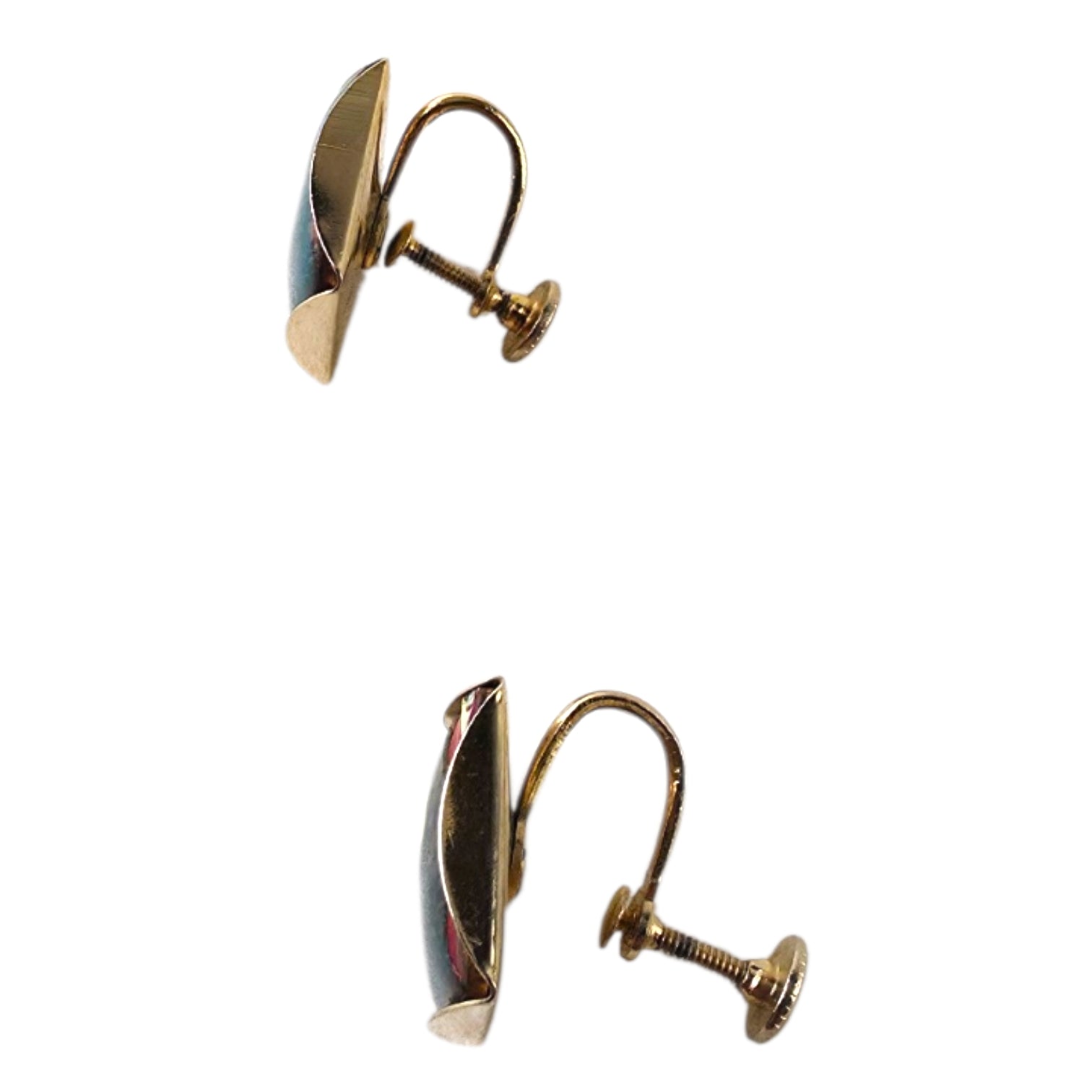 Vintage MCM Enamel Copper Cufflinks & Screw-Back Earrings Set – Joan Miró Style Art