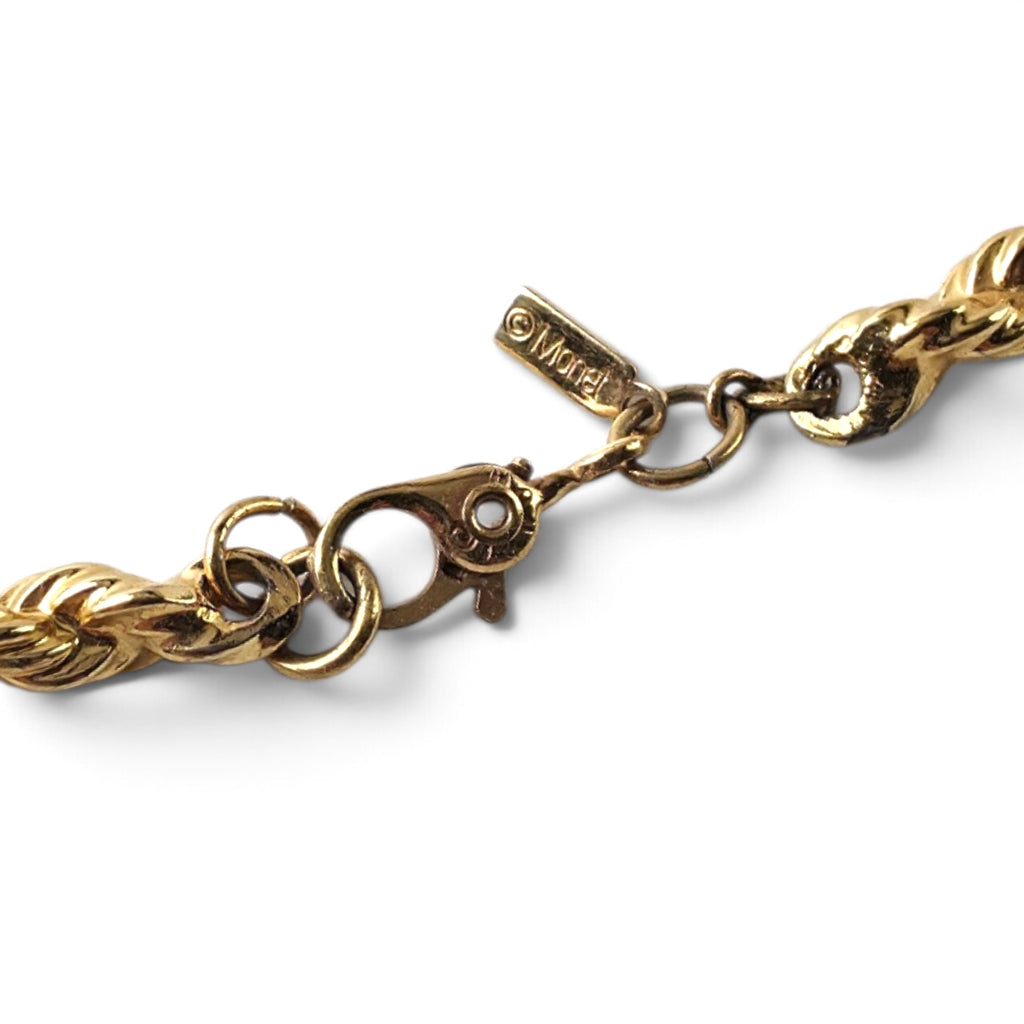 Vintage Monet Gold Tone Heavy Thick Rope Chain Necklace 20" Stamped Signed