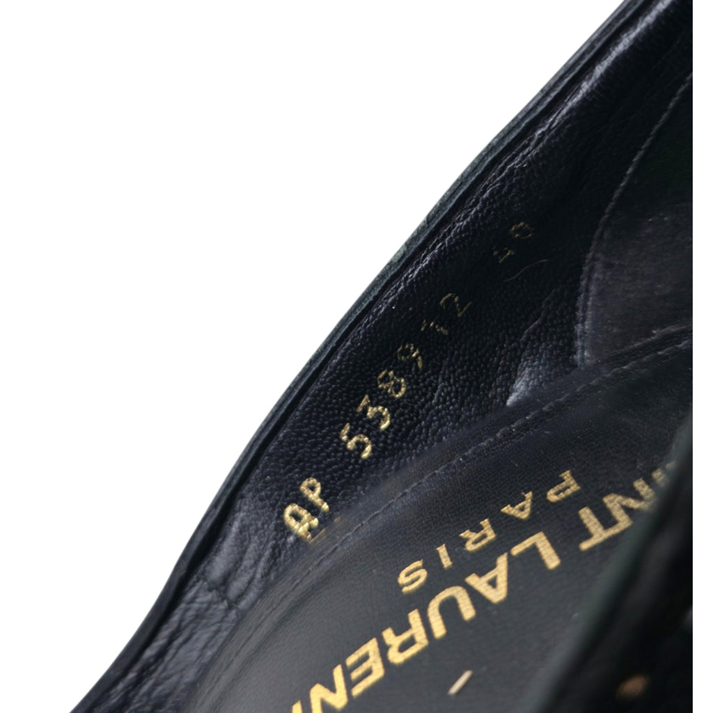Saint Laurent Zoe Black Glitter Pointed Toe Pumps Stiletto Heels Size 40