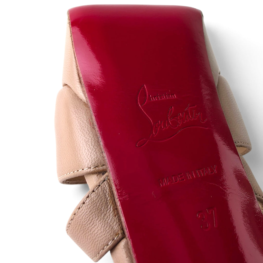 Christian Louboutin Cross Me 150 Beige Leather Crisscross Platform Sandals