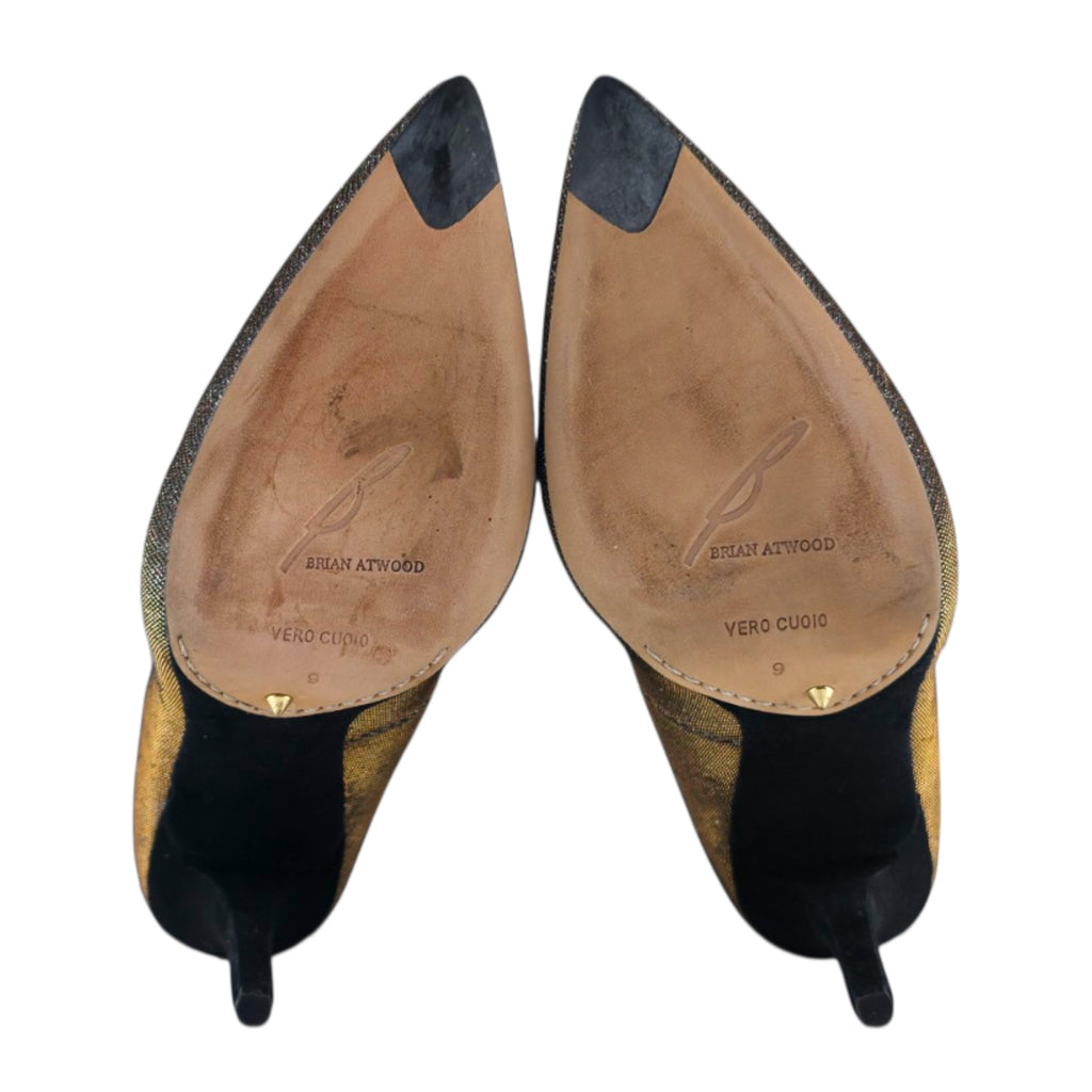 BRIAN ATWOOD Metallic Shimmer Pointed Toe Pumps
