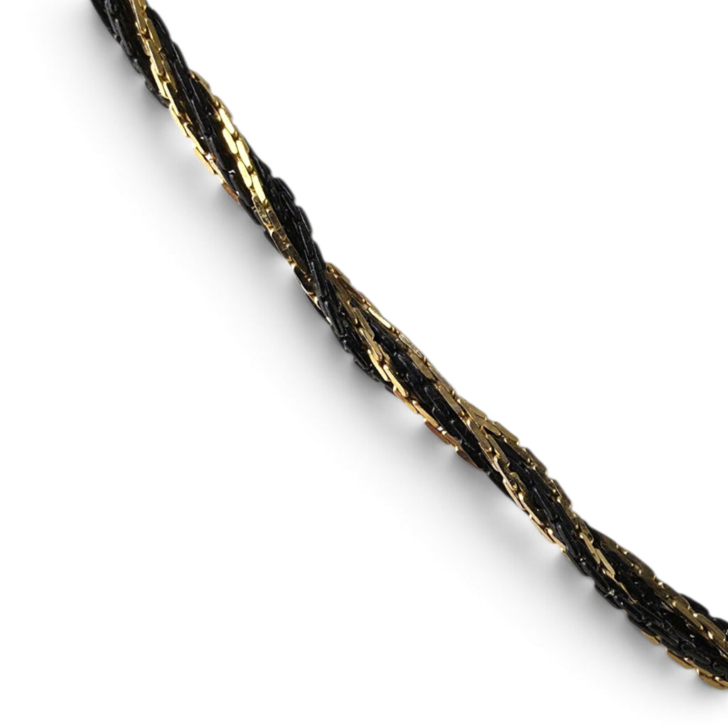 Vintage Black & Gold Liquid Metal Braided Rope Chain Necklace 18" Twisting Serpent Strand