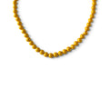 Vintage Mustard Yellow Enamel Bead Necklace 22" Retro Sunshine Mod Statement Strand