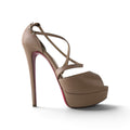 Christian Louboutin Cross Me 150 Beige Leather Crisscross Platform Sandals