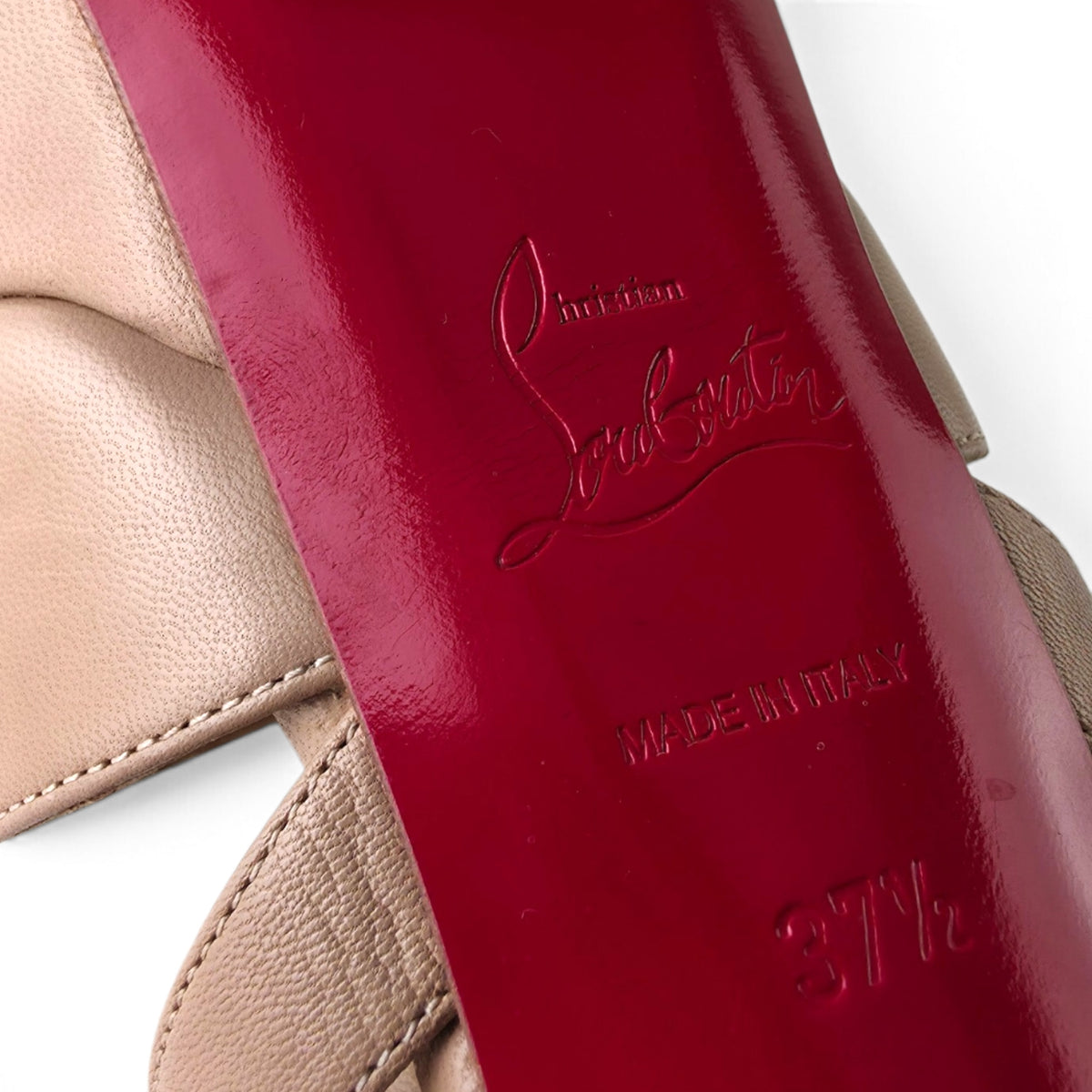 Christian Louboutin Cross Me 150 Beige Leather Crisscross Platform Sandals