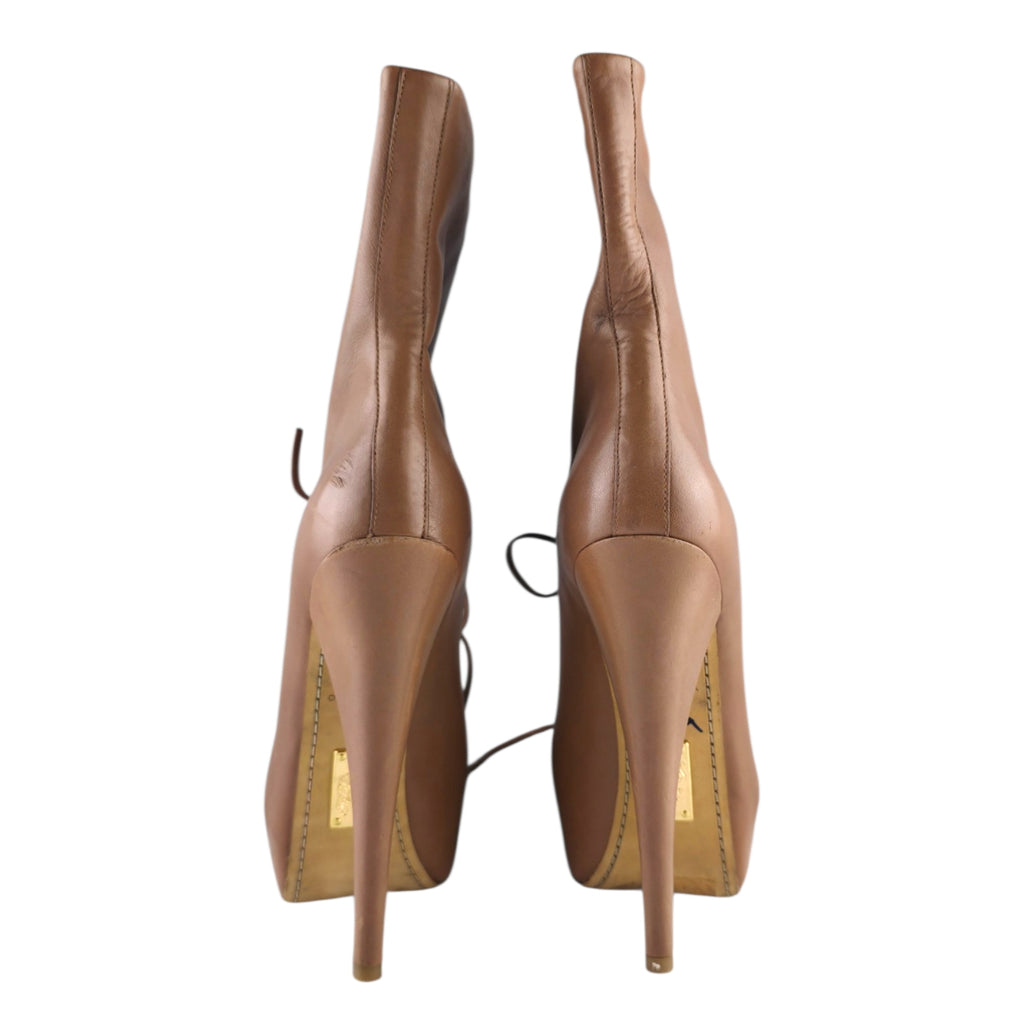 ALEJANDRO INGELMO Tan Leather Lace-Up Platform Booties