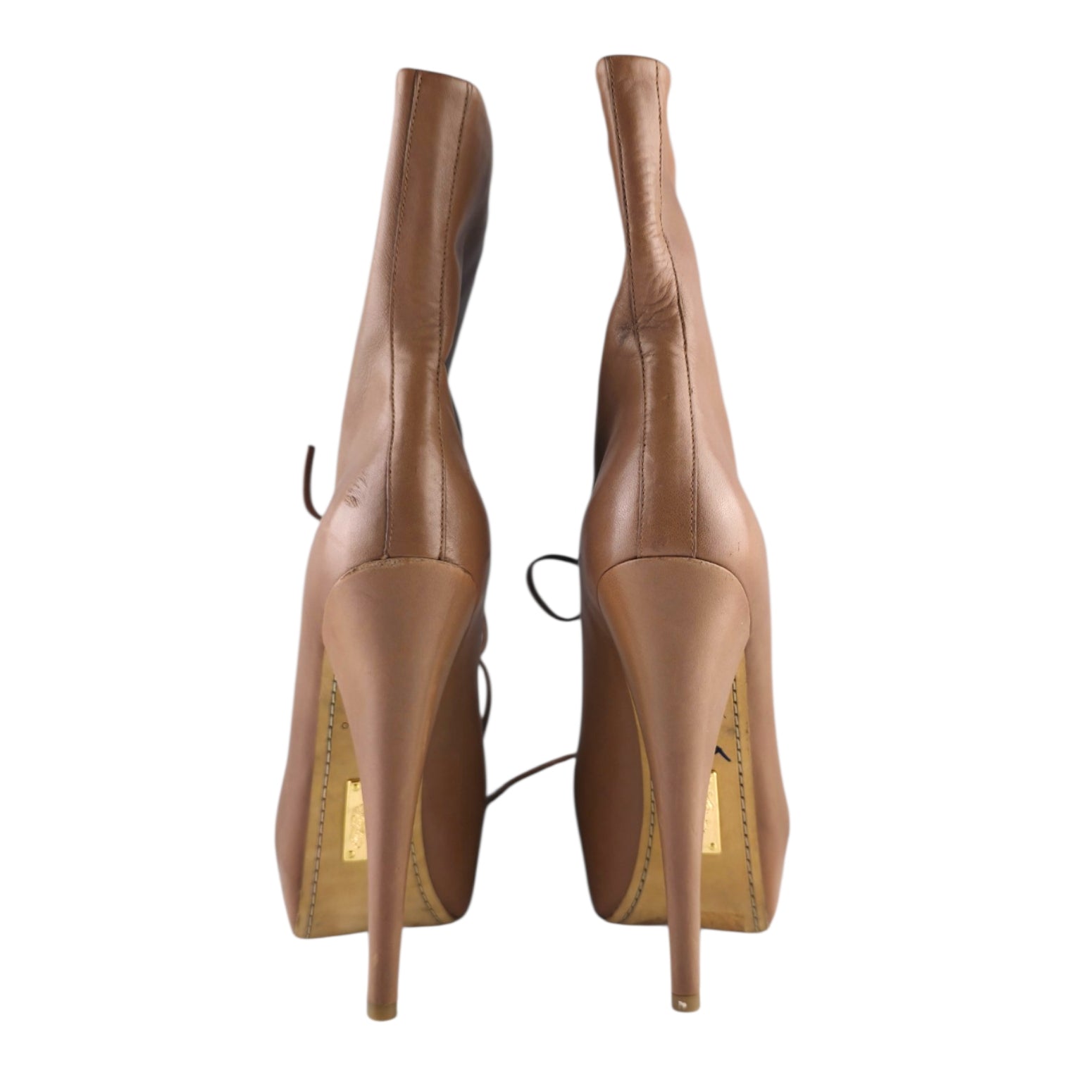 ALEJANDRO INGELMO Tan Leather Lace-Up Platform Booties