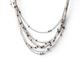 Vintage Multi-Strand White Seed Bead Necklace 14" Metallic Bronze Nugget Accent Waterfall Boho