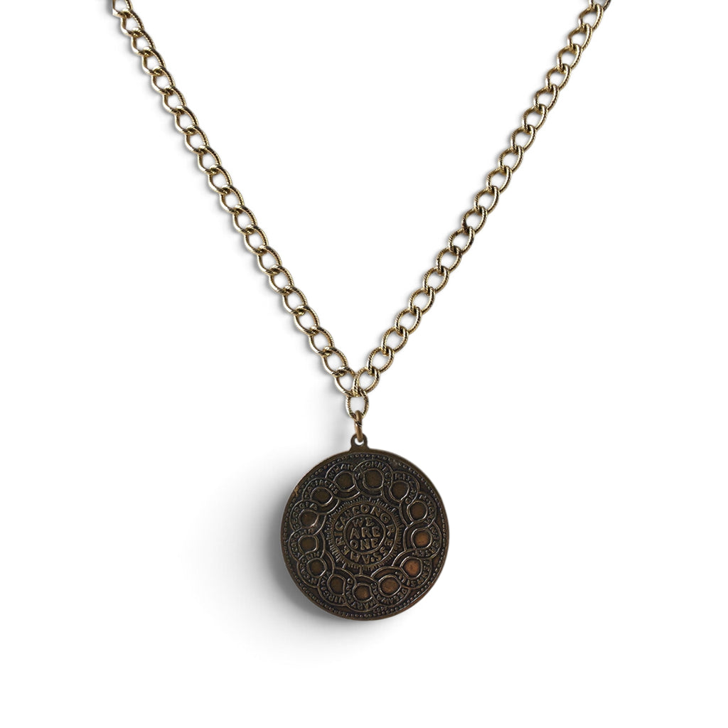 Vintage 1776 Continental Currency Coin Pendant Necklace 13" Fugio Cent We Are One