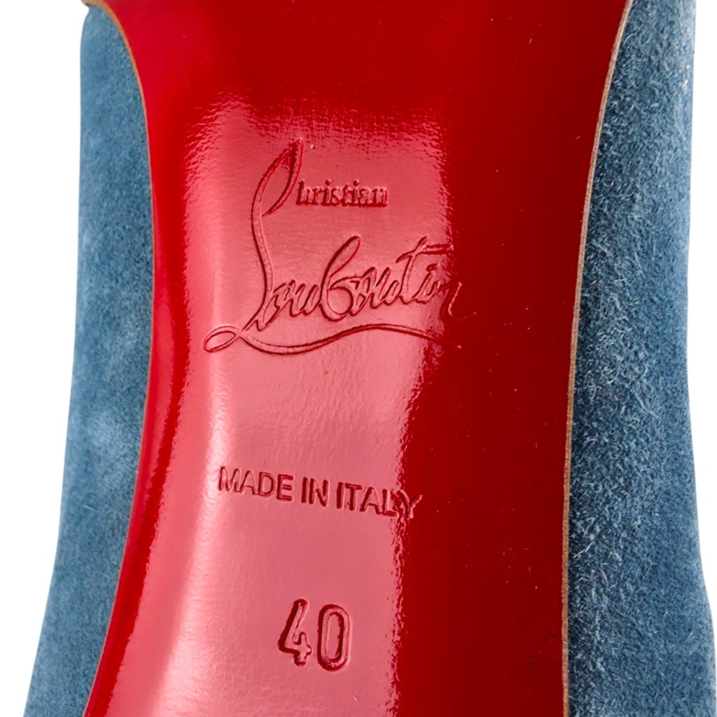 Christian Louboutin Pigalle Follies 100 Suede Celeste Pumps