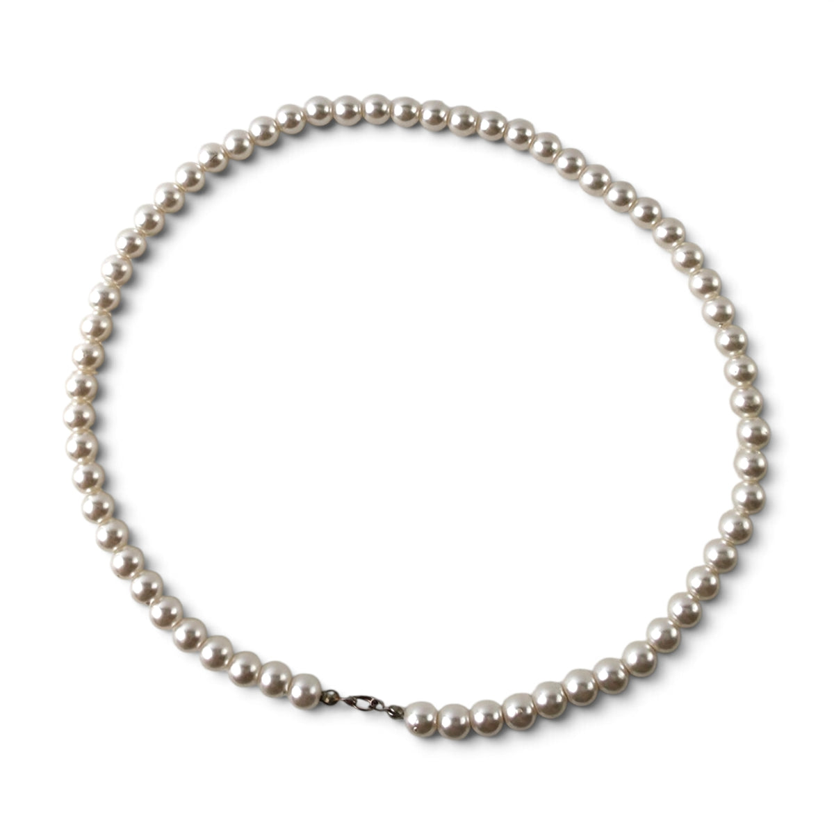Vintage Classic Faux Pearl Strand Necklace 18" Cream Pearl Strand