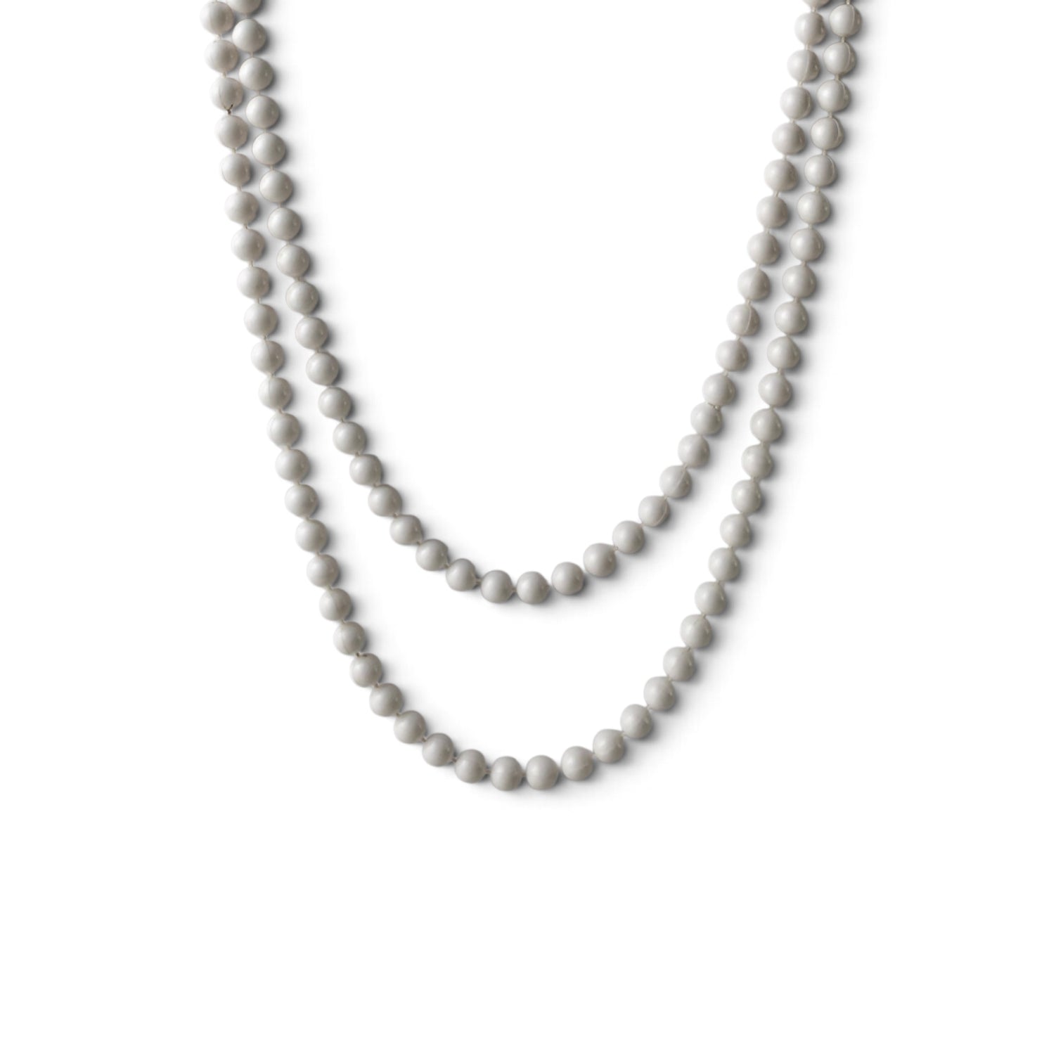 Vintage Off-White Faux Pearl Bead Necklace 26" Classic Layered Statement