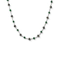 Vintage Emerald Green Faceted Crystal & Antiqued Rose Bead 16" Station Necklace
