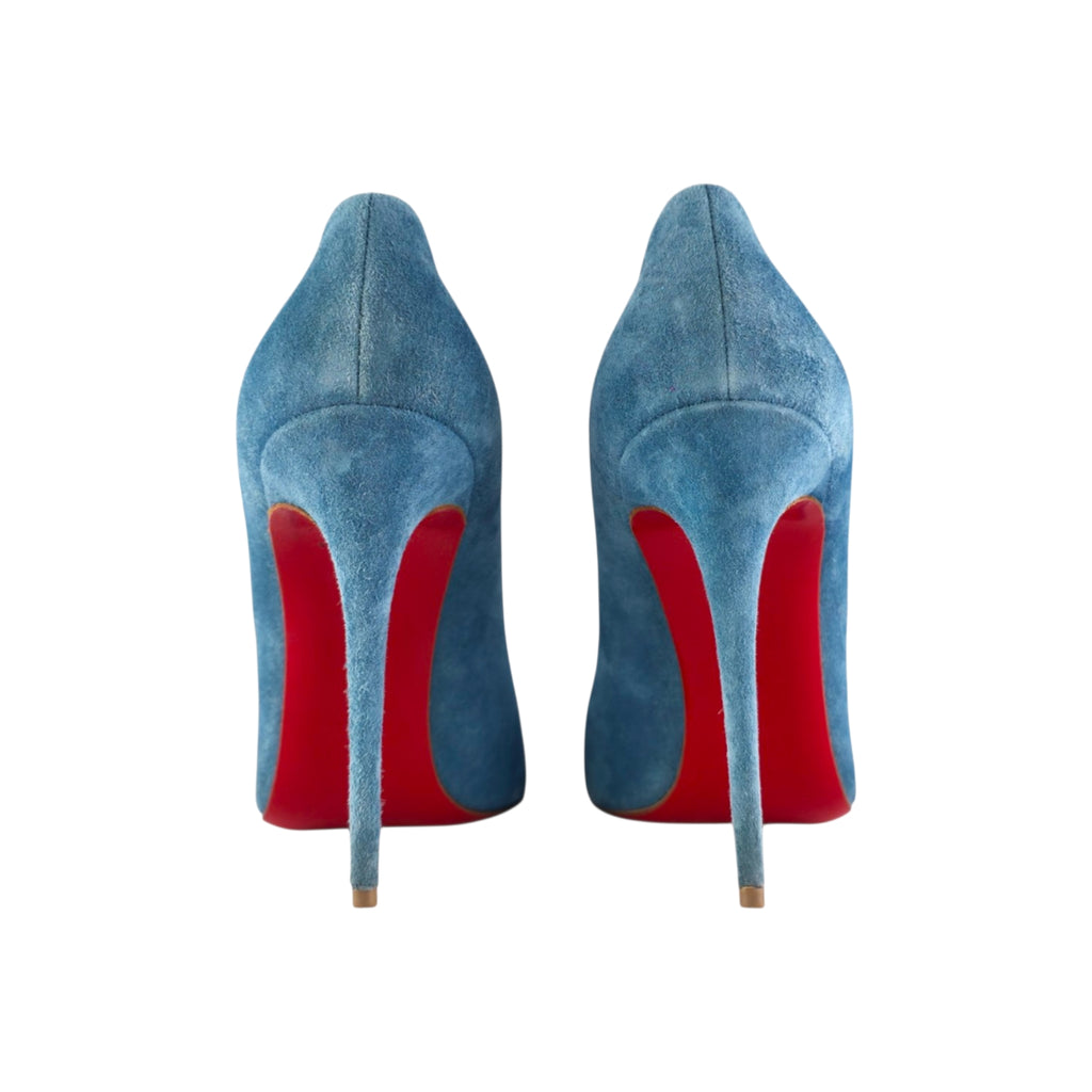 Christian Louboutin Pigalle Follies 100 Suede Celeste Pumps