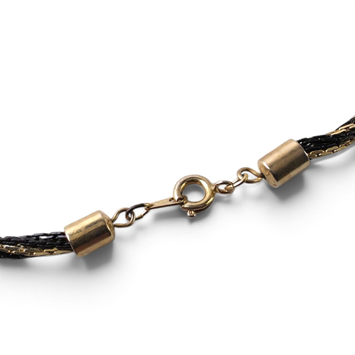 Vintage Black & Gold Liquid Metal Braided Rope Chain Necklace 18" Twisting Serpent Strand
