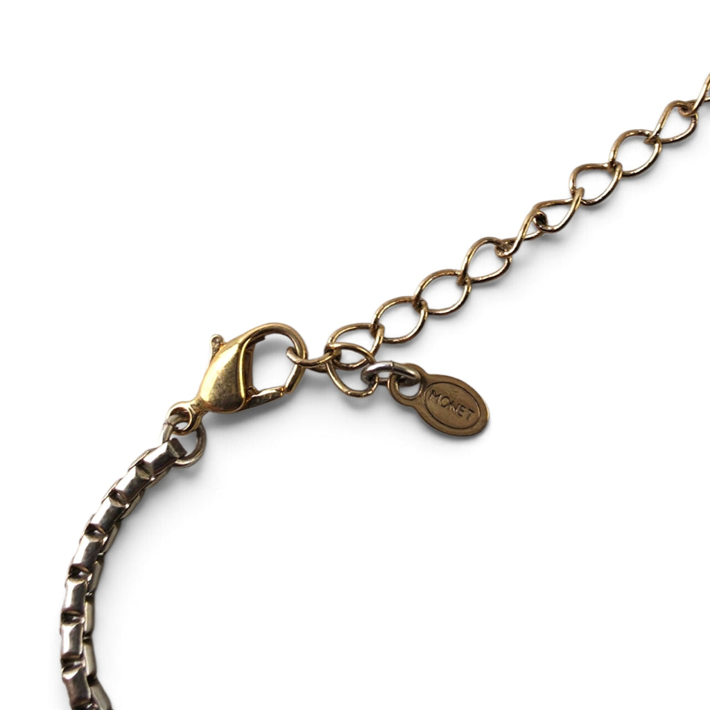 Signed MONET Vintage Gold Tone Box Chain Bracelet 8" Adjustable Extension
