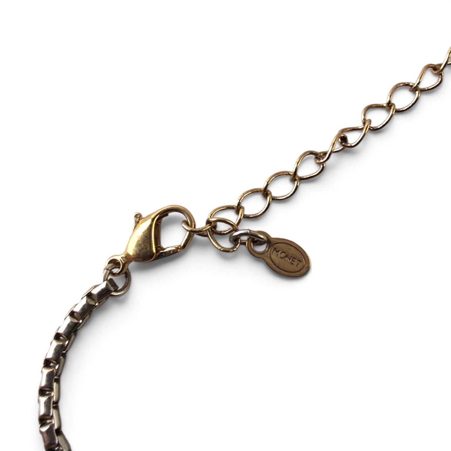 Signed MONET Vintage Gold Tone Box Chain Bracelet 8" Adjustable Extension