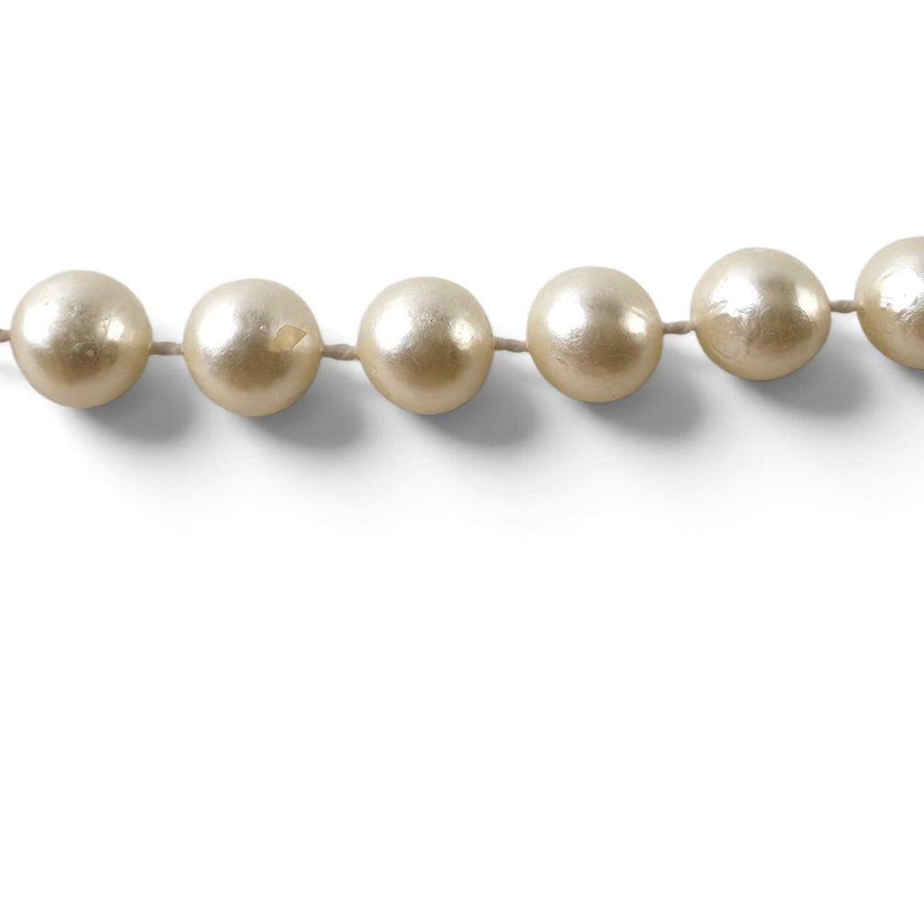 Vintage Long Faux Pearl Flapper Strand Necklace 23" Cream Knotted Glass Beads