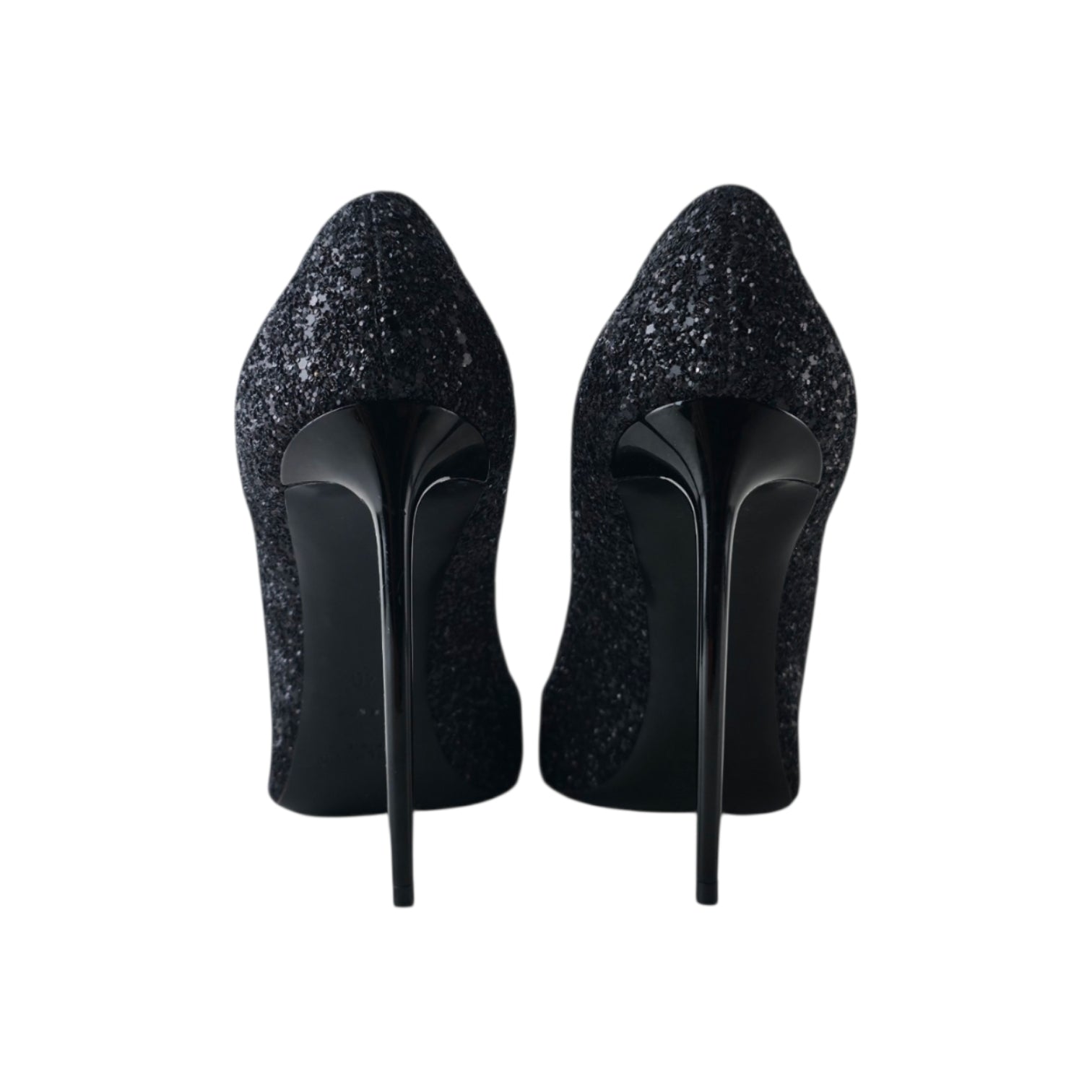 Saint Laurent Zoe Black Glitter Pointed Toe Pumps Stiletto Heels Size 40