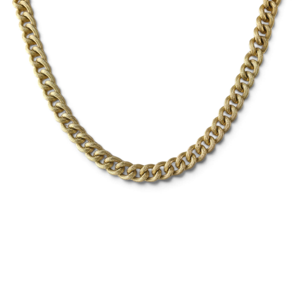 Vintage Textured Gold Tone Curb Link Chain Necklace 24" Chunky T-Bar Statement