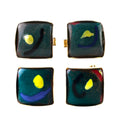 Vintage MCM Enamel Copper Cufflinks & Screw-Back Earrings Set – Joan Miró Style Art
