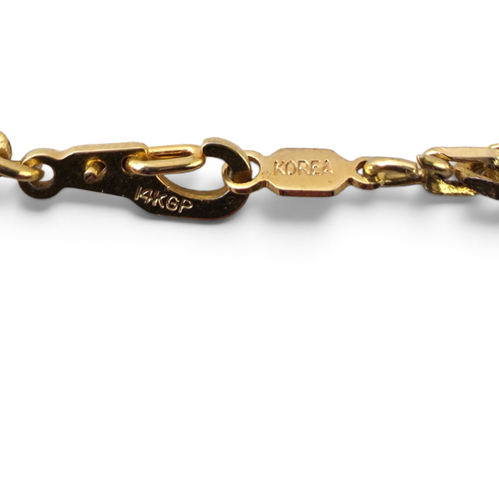 Vintage 14K KGP Gold Plated Herringbone Cobra Chain Necklace 16" Korea Stamped